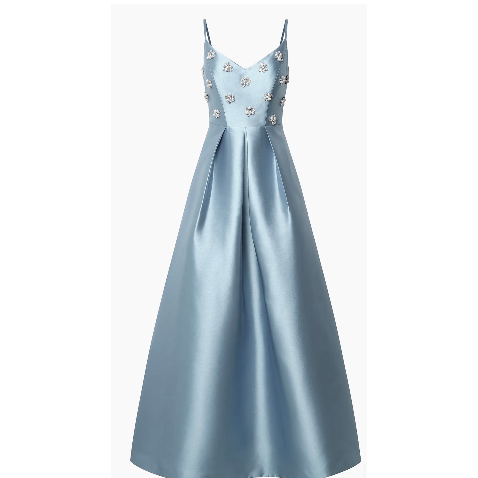 Stunning Kay Unger Eloise Satin Floral Gown - Ice Blue Size 10 (New)